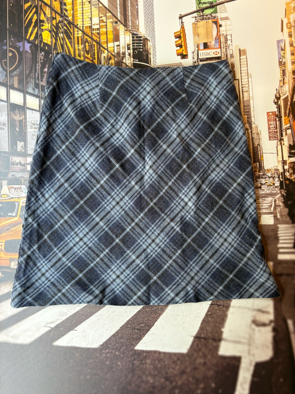 Vintage Nevada Plaid Checkered Grey Midi Skirt
